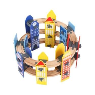 Imagem de Brinquedos De Trem De Madeira Para Crianças Com Acessórios De Ponte E 