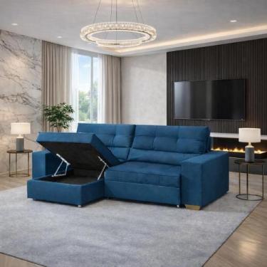 Imagem de Sofá Baú San Marino Retrátil e Reclinável 3 Lugares 250cm Veludo Sofat