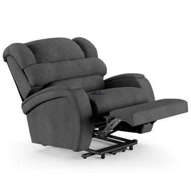 Imagem de Poltrona Do Papai Reclinável Kalie Elevação Lift Elétrico Fh9 Linho Grafite - Mpozenato