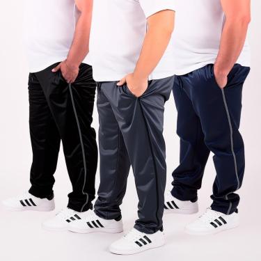Imagem de Kit 3 Calça Masculina Plus Size Helanca Flanelada Tamanhos Grandes-Masculino
