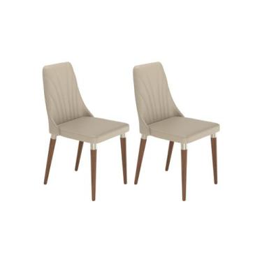 Imagem de Conjunto c/ 2 Cadeiras Loren Natural Champanhe PU Off White - PROVINCI