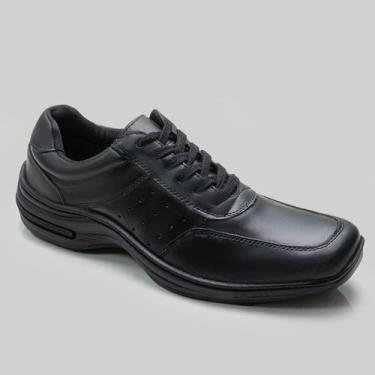 Imagem de Sapato Social Masculino Preto em Couro Legítimo Confortável - Vilaze, 