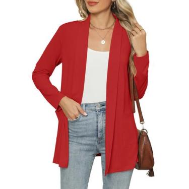 Imagem de Cardigã Micoson Lightweight Summer para mulheres vermelho tamanho S