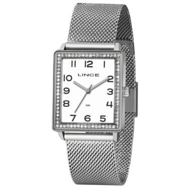 Imagem de Relógio lince feminino prata quadrado cristais lqm4665l b2sx