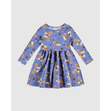 Imagem de Vestido Manga Longa Estampado Algodão Malwee Ref. 0126233-Feminino