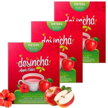 Imagem de Kit 3 Caixa Desinchá Apple Cider e Hibisco Maçã Solúvel Suplemento Ali