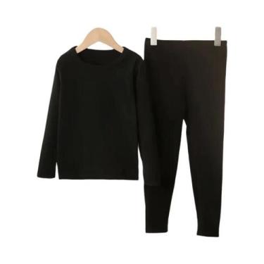 Imagem de Conjunto De Roupa Térmica Infantil 2 Peças Para Meninos, Suéter De Alg