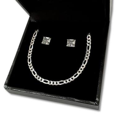 Imagem de Kit Pulseira 3x1 Masculina Brinco Zircônia Prata 925 Maciça - Hakuna J