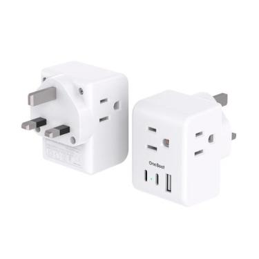 Imagem de Adaptador de viagem One Beat Type G com 3 tomadas e 3 portas USB
