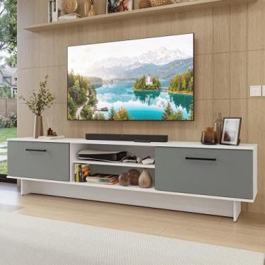Imagem de Rack para TV até 80 Polegadas 218 cm 2 Portas Branco/Cinza Agata Mades