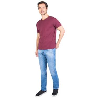 Imagem de Camiseta Vinho Meia Malha 100% Algodão Gola Careca Tubular Sem Costura