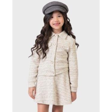 Imagem de Cj Jaqueta Botão Com Shorts Tweed Dia a Dia Novo Inverno Elegante Frio Quente - Menina...