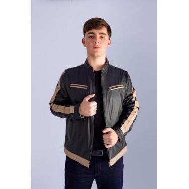 Imagem de Jaqueta de Couro Masculina - Maverick - Casa Do Couro, M, Preto com be