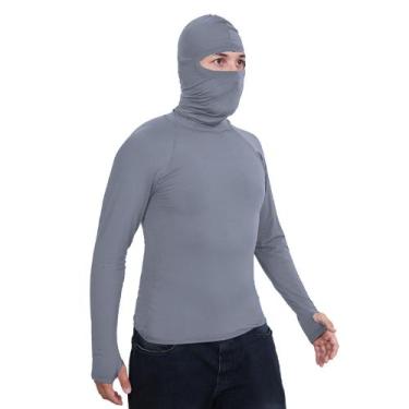 Imagem de Camiseta UV Proteção Solar Camisa Segunda Pele com Touca Ninja Térmica