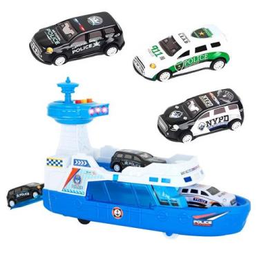 Imagem de Navio De Polícia Infantil Com Luz Som Rampa Retrátil Compartimentos E 