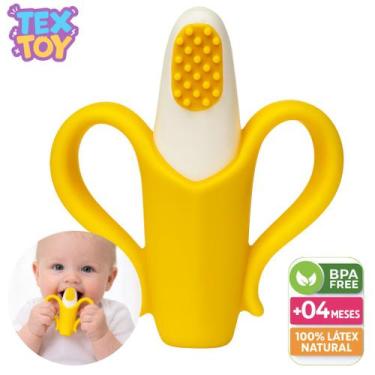 Imagem de Mordedor de Bebê Bananinha com Alça Frutinha Seguro Macio Alívio Denti