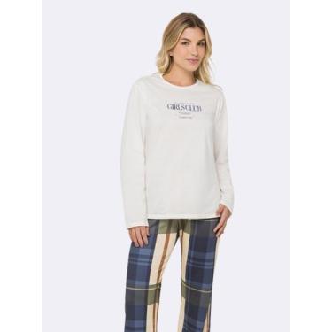 Imagem de Pijama Manga Longa Midnight Heritage - Veggi, Marfim, XG, Feminino