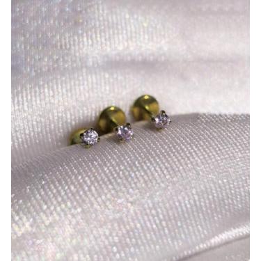 Imagem de Piercing Nariz Orelha Titânio G23 Ponto De Luz Antialérgico Cor:Pratea