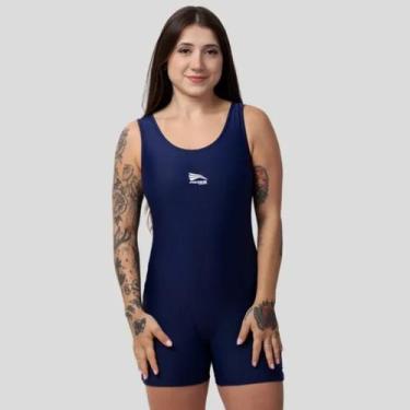 Imagem de Macaquinho de hidroginastica e natação progne adulto azul marinho, GG