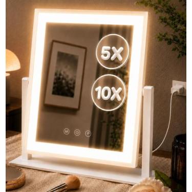 Imagem de Espelho de Maquiagem DECADENCE 36x31 cm LED com Ampliação 10X/5X