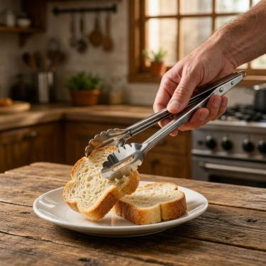Imagem de Pegador de Pão Mini Aço Inox 20cm com Dentes para Servir