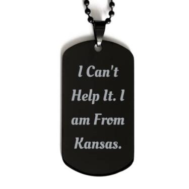 Imagem de SpreadPassion Fancy Kansas Gifts, I Can't Help It. I am from Kansas, Epic Black Dog Tag for de