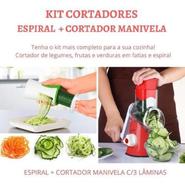 Imagem de Kit Cortador Legumes Utensilios Cozinha Fatiador Verduras Descascador
