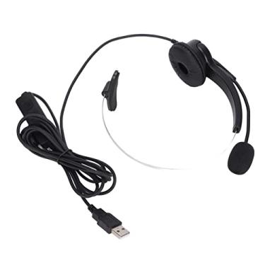 Imagem de Fone de ouvido de serviço USB, fone de ouvido claro para central de atendimento ajustável 330 ° e controle de mudo flexível com as mãos livres para central de atendimento