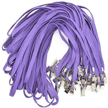 Imagem de Cordões de algodão com 50 peças da Bird Fiy e clipe Bulldog 81,28 cm de cordão trançado para identidade/crachás, Roxa