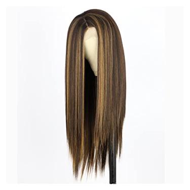Imagem de Perucas femininas, peruca sintética longa e lisa para mulheres, perucas de cosplay laranja para mulheres, resistente ao calor, cabelo natural, loiro cinza, perucas de cabelo humano
