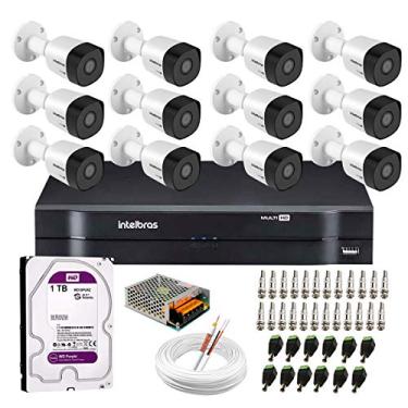 Imagem de kit 12 Câmeras de Segurança Intelbras HD 720p VHD 3130 B G6 30m Infra METAL + DVR Intelbras + HD 1TB