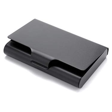 Imagem de Carteira MaxGear grande de metal para cartões de visita para homens e mulheres, bolso para cartão de visita, carteira de cartão de visita, porta-cartões, Capacidade: 22 – 30 cartões, 9 x 6,35 cm, alumínio, Preto, 3.7 x 2.45 x 0.6 inches