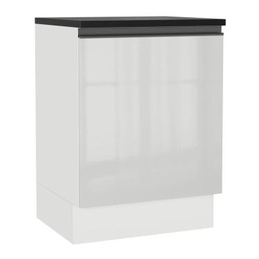 Imagem de Balcão Acordes 100% Mdf 60cm 1 Porta Frente Branco Brilho