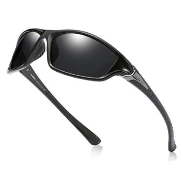 Imagem de DUBERY Óculos de sol masculinos com lentes polarizadas 100% proteção UV para dirigir ciclismo pesca D120, A 1 - preto e pistola/preto, Normal