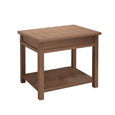 Imagem de Mesa de café Mesa lateral quadrada sala de estar de madeira canto de madeira tabela escritório 2 piso plant rack rack de cabeceira mesa retro prateleira de serviço pesado Mesa final