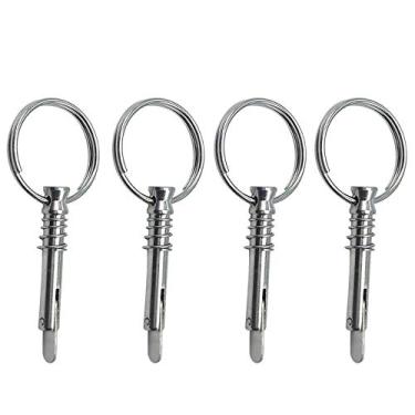 Imagem de Amadget 4 pçs broches superiores Bimini, pino de liberação rápida de diâmetro 1/4" com câmera de queda e primavera, aço inoxidável 316 dobradiça removível pinos Marine Hardware