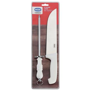 Imagem de Kit Faca e Chaira Branco Mor