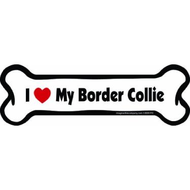 Imagem de Imagine This Ímã Bone Car, I Love My Border Collie, 5 cm por 19 cm
