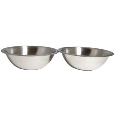 Imagem de Conjunto de 2 tigelas de aço inoxidável de 25,4 cm de largura com aro plano