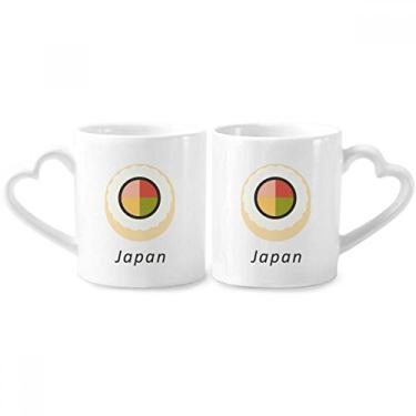 Imagem de Conjunto de canecas tradicionais japonesas de porcelana para casais, maki e sushi, coração
