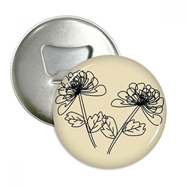 Imagem de Ilustração de linha de crisântemo desenhada à mão, abridor de garrafas, ímã de geladeira, emblema multifuncional