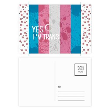 Imagem de Cartão postal Yes I'm Trans LGBT Support Christmas Flower Celebration Blessing