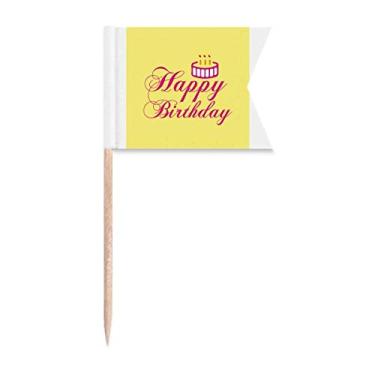 Imagem de Birthday Wishes English Blessing – Bandeiras para palito de dente com marcação de rotulagem para bolo de festa, comida e queijos