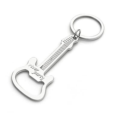 Imagem de ARFUKA Abridor de Garrafas em Forma de Guitarra, Aço Inoxidável, Chaveiro, Presente Feminino ou Masculino para Natal e Aniversário, Prata