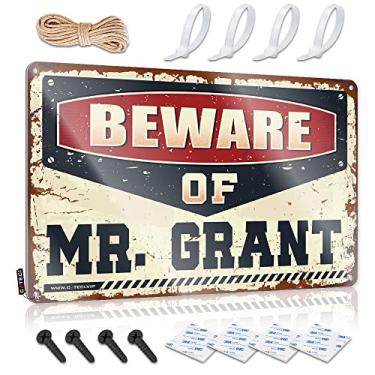 Imagem de Decoração de placa cuidado com Mr. Grant Sinal de estanho Placas de metal para decoração hippie de homem de garagem caverna (tamanho : 20X30cm)