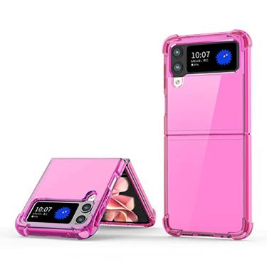 Imagem de Air-Bag Transparente TPU Fold Case para Samsung Galaxy Z Filp 4 3 5G Capa Fina Silicone Protect Phone Shell Soft Bumper, Rose Red, para Galaxy Z Flip 4