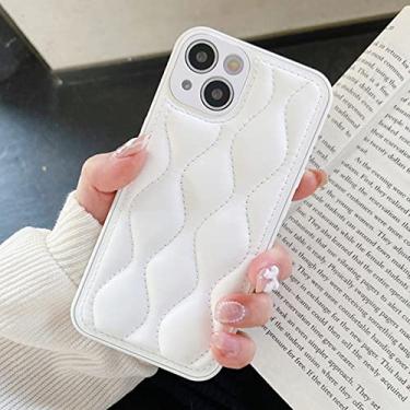 Imagem de Estojo de tecido para jaqueta Fashion Wave Down para iPhone 13 Pro Max X XR 12 11Pro XS Max Candy Color Silicone Soft Fabric Cover, White, For iPhone 13Pro Max