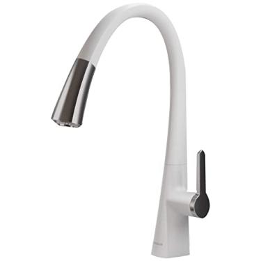 Imagem de Torneira de cozinha Kraus KPF-1673SFS Nolen, sem manchas, de aço inoxidável, Moderno, Matte White/Chrome Finish