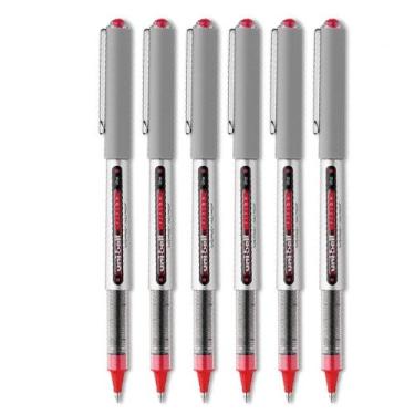 Imagem de Uni-Ball Canetas esferogr ficas Vision Stick, ponta fina, tinta vermelha, 6 canetas (60139)