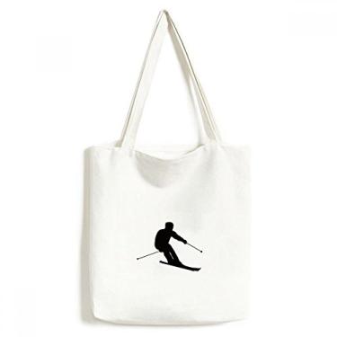 Imagem de Bolsa de lona preta esportiva de inverno com contorno de esqui bolsa de compras casual bolsa de mão